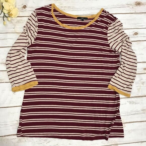 Tart Stitch Fix Knit Striped Top Shirt Size large burgandy gold - Picture 6 of 10